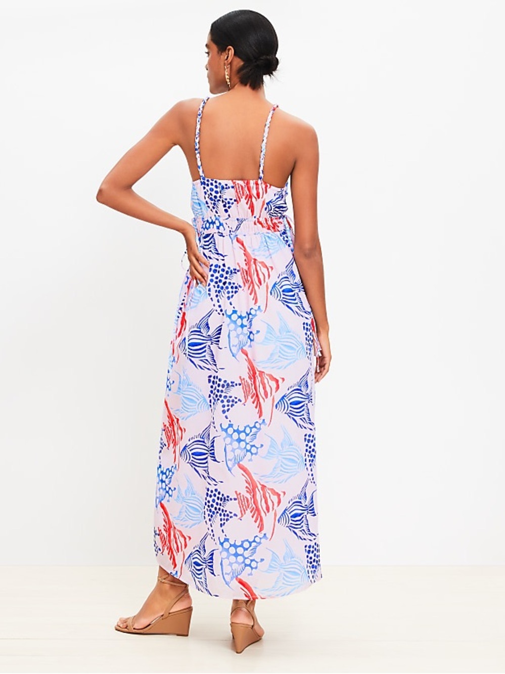 LOFT Fish Double Side Tie Maxi Dress Medium Brand New With Tags - Picture 2 of 7